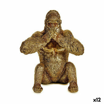 Prydnadsfigur Gorilla Yoga Gyllene 11 x 18 x 16,2 cm (12 antal)