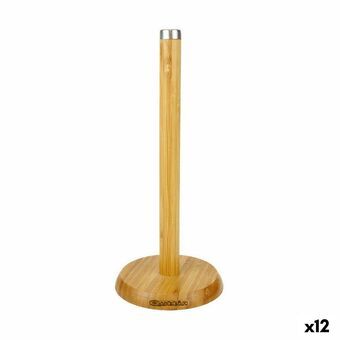 Hushållspappershållare Quttin Brun Bambu Silvrig 16 x 16 x 33,5 cm (12 antal)