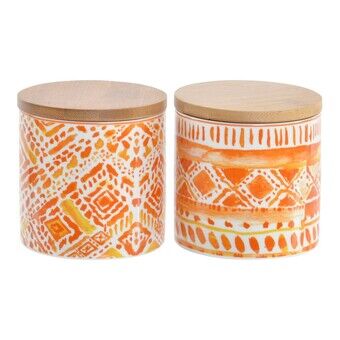 Burk DKD Home Decor Orange Bambu Porslin (2 pcs) (9.8 x 9.8 x 10 cm)