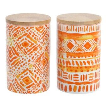Burk DKD Home Decor Orange Bambu Porslin (2 pcs) (9.8 x 9.8 x 15.5 cm)