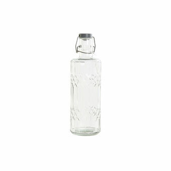 Flaska DKD Home Decor Glas Grå Transparent Rostfritt stål (9 x 9 x 28.3 cm) (1 L)