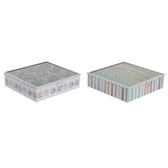 Låda för örtte DKD Home Decor Glas Metall MDF (24 x 24 x 7 cm) (2 antal)