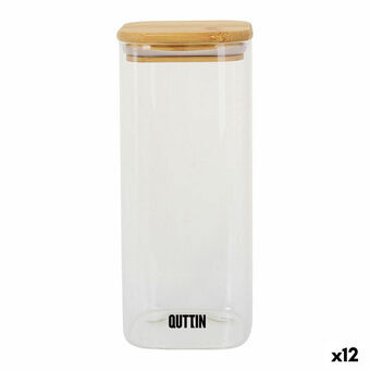 Behållare för matkonservering Quttin Bambu Borosilikatglas Fyrkantig 1 L (12 antal)
