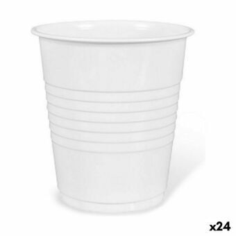 Set med återanvändbara glas Algon Kaffe/ Café Vit Plast 25 Delar 100 ml (24 antal)