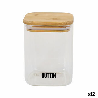 Behållare för matkonservering Quttin Bambu Borosilikatglas Fyrkantig 480 ml (12 antal)
