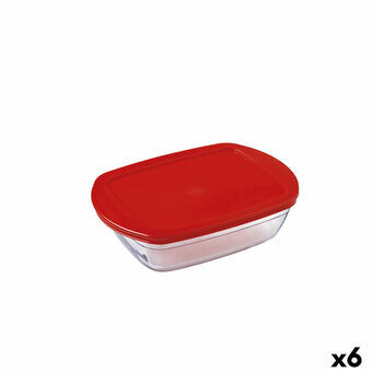 Rektangulär matlåda med lock Ô Cuisine Cook & Store Röd 1,1 L 23 x 15 x 6,5 cm Silikon Glas (6 antal)