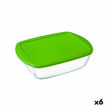 Rektangulär matlåda med lock Pyrex Cook & Store Grön 1,1 L 23 x 15 x 7 cm Silikon Glas (6 antal)