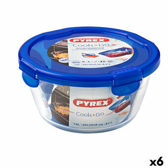 Hermetisk matlåda Pyrex Cook&go 20 x 20 x 10,3 cm Blå 1,6 L Glas (6 antal)