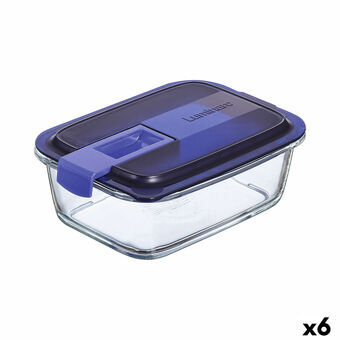 Hermetisk matlåda Luminarc Easy Box Blå Glas (6 antal) (820 ml)