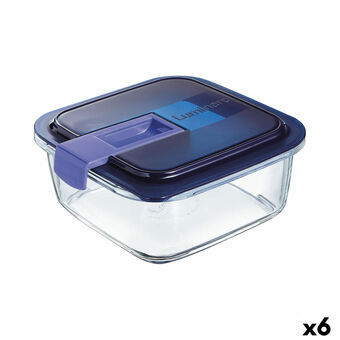 Hermetisk matlåda Luminarc Easy Box Blå Glas (6 antal) (1,22 L)
