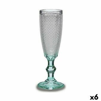Champagneglas Poäng Transparent Turkos Glas 6 antal (185 ml)