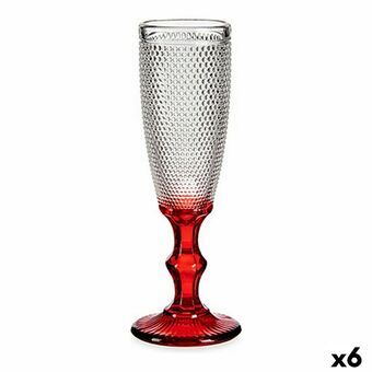 Champagneglas Röd Transparent Poäng Glas 6 antal (180 ml)