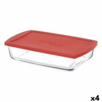 Lunchlåda Borcam Röd Transparent Borosilikatglas 1,3 L (4 antal)