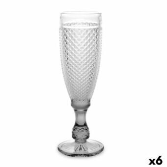 Champagneglas Diamant Transparent Antracitgrå Glas 185 ml (6 antal)