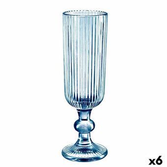 Champagneglas Ränder Blå Glas 160 ml (6 antal)