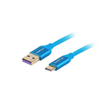 USB A till USB C Kabel Lanberg CA-USBO-21CU-0010-BL Blå ( 1m)