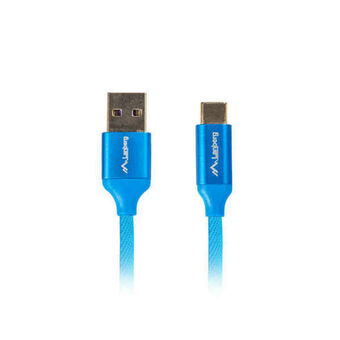 USB A till USB C Kabel Lanberg CA-USBO-22CU-0005-BL Blå Quick Charge 3.0 50 cm