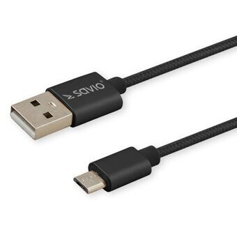 USB A till USB C Kabel Savio CL-129 Svart 2 m