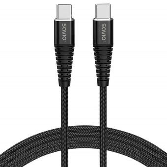 Kabel USB C Savio CL-160 Svart 2 m