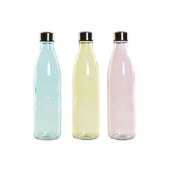 Flaska DKD Home Decor Glas Blå Rosa Rostfritt stål Gul (8 x 8 x 31 cm) (3 antal)