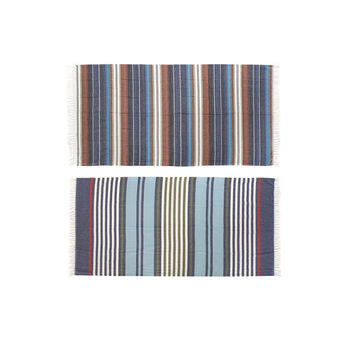 Pareo-sarong DKD Home Decor Brun Polyester Bomull Marinblå (90 x 170 x 1 cm) (2 antal)