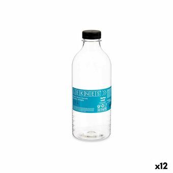 Flaska Svart Transparent Plast 1 L 8,3 x 23 x 8,3 cm (12 antal)