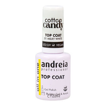 Fixeringsöverlack Andreia Cotton Candy Top Coat Nº 01 Milky White 10,5 ml