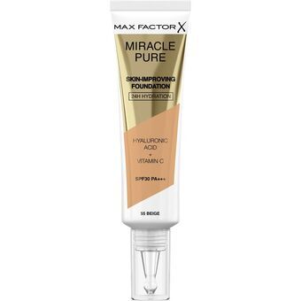 Flytande makeupbas Max Factor Miracle Pure 55-beige SPF 30 (30 ml)