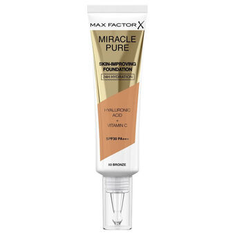 Flytande makeupbas Max Factor Miracle Pure 80-bronze SPF 30 (30 ml)