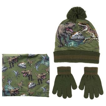 Hat, Gloves and Neck Warmer Jurassic Park 3 Delar Mörkgrön