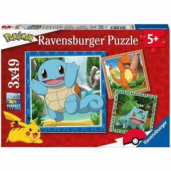 Set 3 pussel Pokémon Ravensburger 05586 Bulbasaur, Charmander & Squirtle 147 Delar