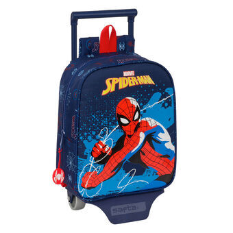 Skolväska med hjul Spider-Man Neon Marinblå 22 x 27 x 10 cm
