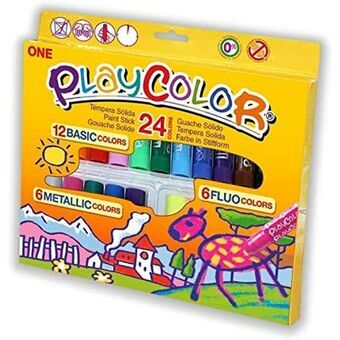 Målarset Playcolor Basic Metallic Fluor Multicolour 24 Delar