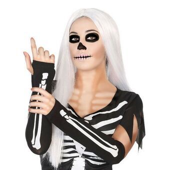 Maskeraddräkt vuxna Handskar Skelett Svart Halloween