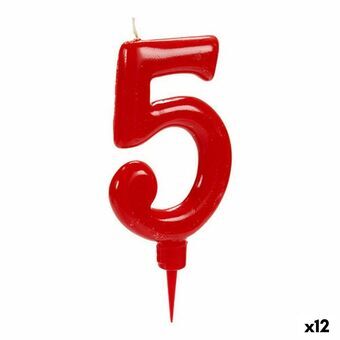 Ljus Röd Födelsedag Siffror 5 (12 antal)