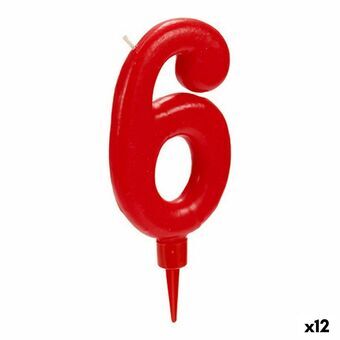 Ljus Röd Födelsedag Siffror 6 (12 antal)