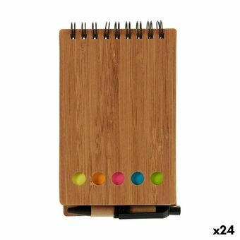 Spiralbundet anteckningsblock med penna Bambu 1 x 14,5 x 9 cm Brun (24 antal)