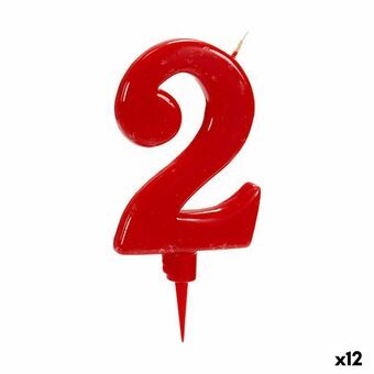 Ljus Röd Födelsedag Siffror 2 (12 antal)
