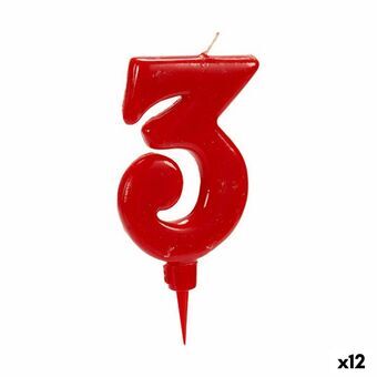 Ljus Röd Födelsedag Siffror 3 (12 antal)