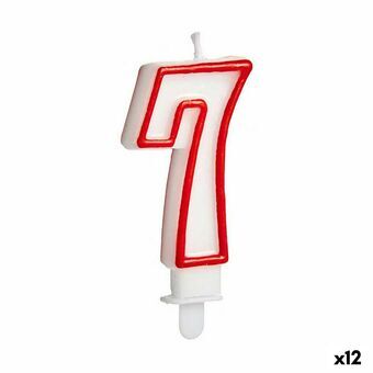 Ljus Födelsedag Siffror 7 Röd Vit (12 antal)