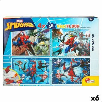 Barnpussel Spider-Man Dubbelsidig 4-i-1 48 Delar 35 x 1,5 x 25 cm (6 antal)
