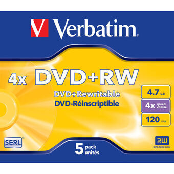 DVD-RW Verbatim Matt Silver 5 antal 4x 4,7 GB