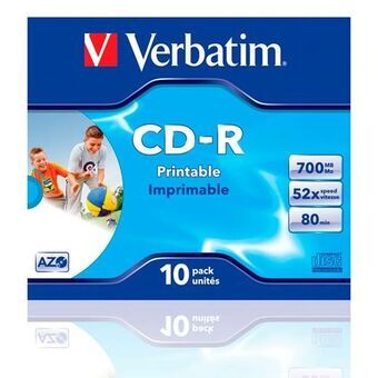 CD-R Verbatim Wide Inkjet Printable 10 antal 700 MB 52x
