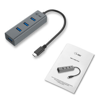 USB-HUB i-Tec C31HUBMETAL403 USB x 4 Grå Svart