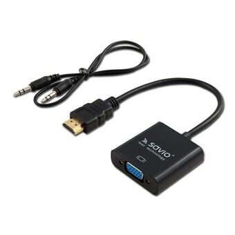 HDMI till VGA med Audio Adapter Savio CL-23/B Svart 50 cm