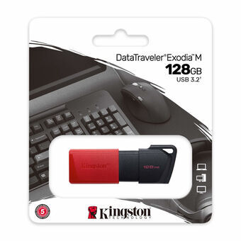USB-minne Kingston Exodia M Nyckelkedja Röd Svart 128 GB