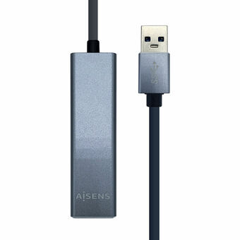 USB-HUB Aisens Conversor USB 3.0 a ethernet gigabit 10/100/1000 Mbps + Hub 3 x USB 3.0, Gris, 15 cm
