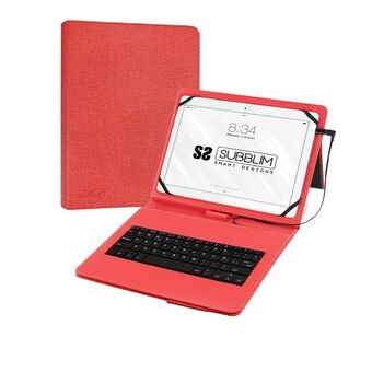 Väska till Läsplatta och Tangentbord Subblim SUB-KT1-USB002 10.1" Röd Qwerty Spanska QWERTY