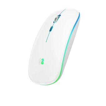 Trådlös Mus Bluetooth Subblim Ratón Inalámbrico Bluetooth + RF RGB LED Dual Flat Mouse White
