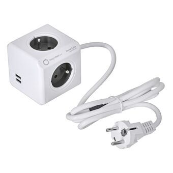 multipluggar i kubform Allocacoc PowerCube Extended USB Type E Svart (1,5 m)